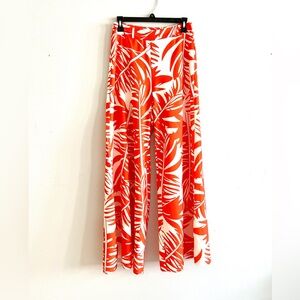 Tropical Orange and White Wide-Leg Pants